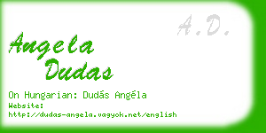angela dudas business card